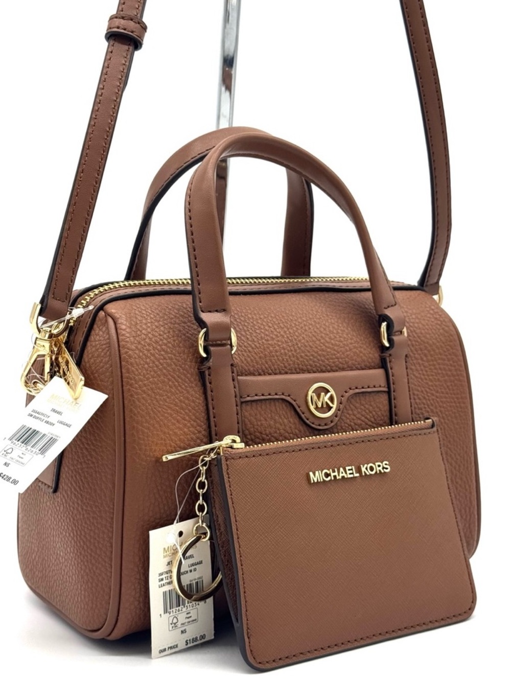 Michael Kors Small Travel Duffle Xbody Bag & Matching TZ Coinpouch Luggage - Picture 3 of 12